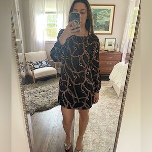 Milly Silk Simone Mini Dress Chain Print
